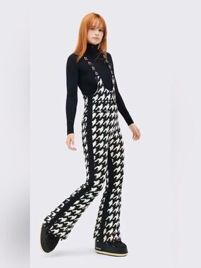 Perfect Moment Houndstooth Print Isola Ski Pants Bibs Salopettes Small